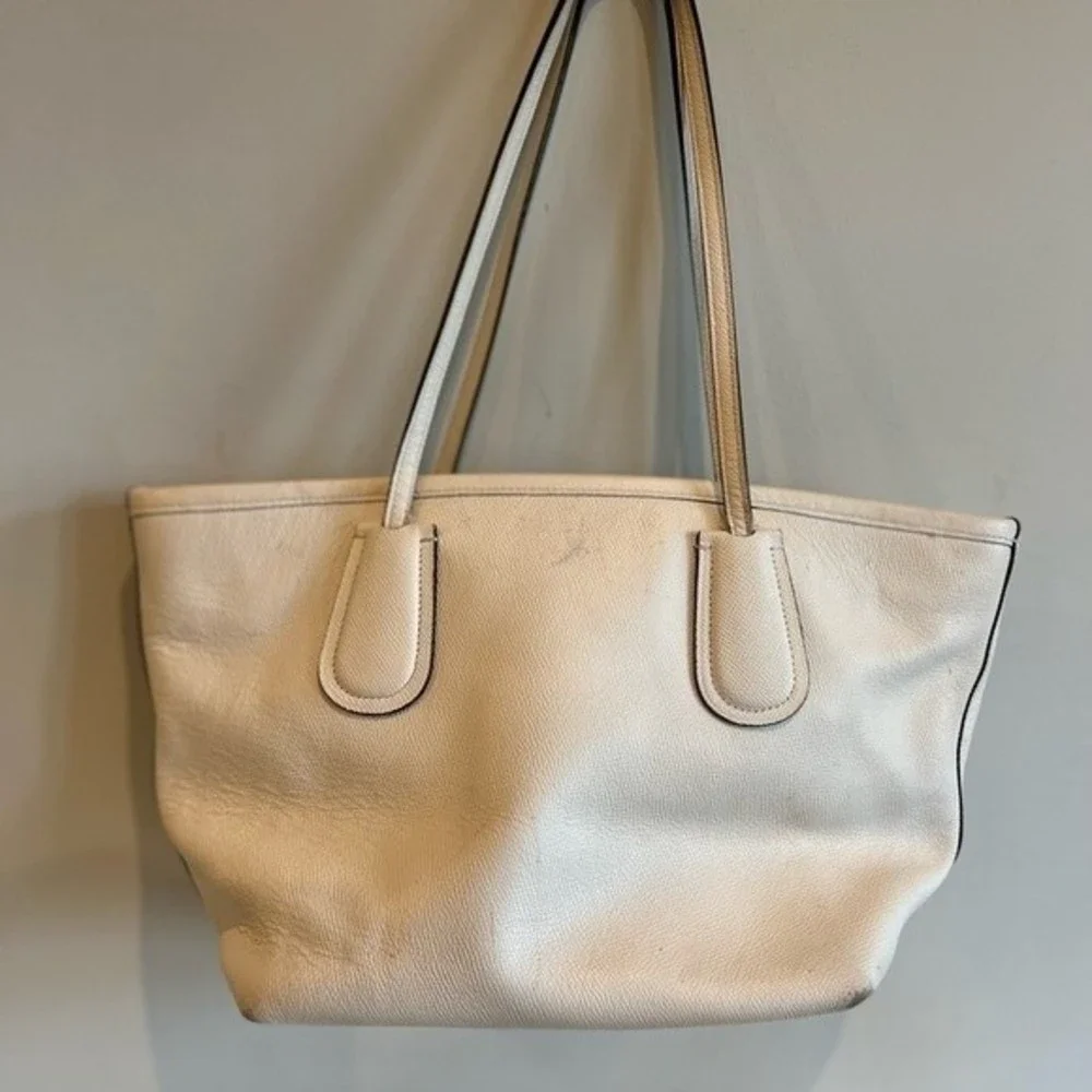 Coach Beige Leather Tote Bag